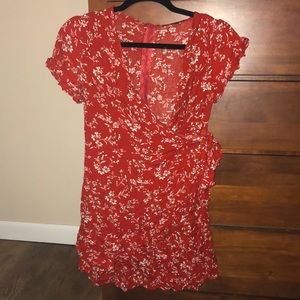 Red & white floral dress
